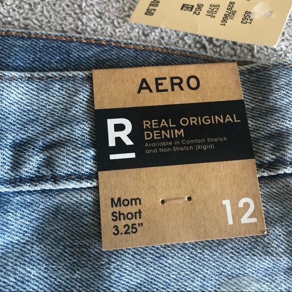 Aeropostale Shorts Light Blue Denim Jean Mom Hi Waist Distressed Size 12 - Picture 4 of 11
